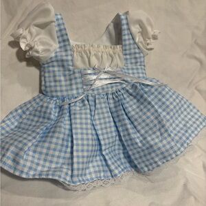 Handmade Milkmaid Blue Gingham Plaid Dress Fits 18” Dolls Like American Girl